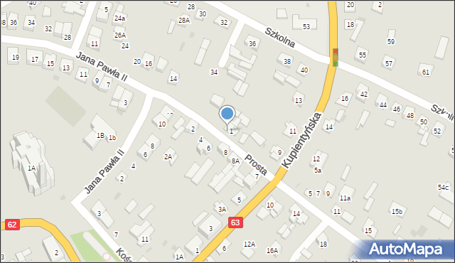 Sokołów Podlaski, Prosta, 3, mapa Sokołów Podlaski