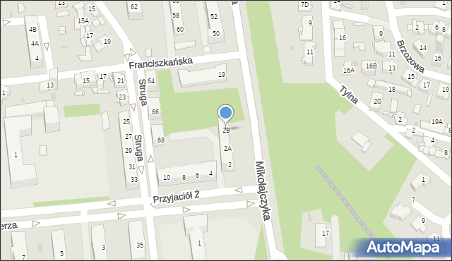 Sosnowiec, Przyjaciół Żołnierza, 2B, mapa Sosnowca