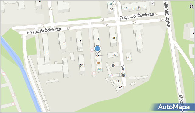 Sosnowiec, Przyjaciół Żołnierza, 3C, mapa Sosnowca