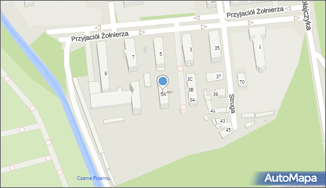 Sosnowiec, Przyjaciół Żołnierza, 5A, mapa Sosnowca