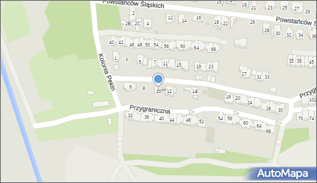 Sosnowiec, Przygraniczna, 10, mapa Sosnowca
