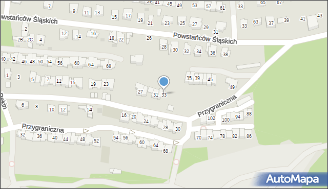 Sosnowiec, Przygraniczna, 33, mapa Sosnowca