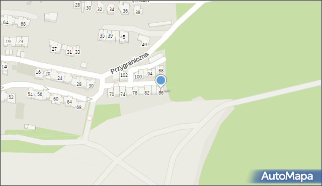 Sosnowiec, Przygraniczna, 86, mapa Sosnowca