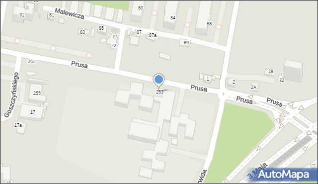 Sosnowiec, Prusa Bolesława, 253, mapa Sosnowca