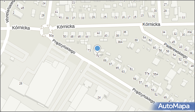 Środa Wielkopolska, Prądzyńskiego Ignacego, gen., 71, mapa Środa Wielkopolska