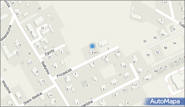 Stare Bielice, Przyjaciół, 3, mapa Stare Bielice