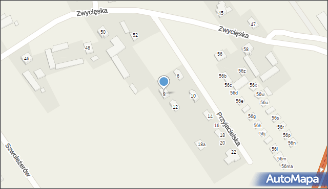 Stary Dybów, Przyjacielska, 8, mapa Stary Dybów