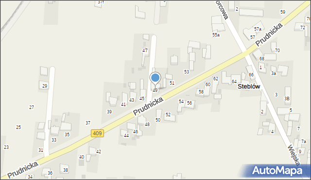 Steblów, Prudnicka, 49, mapa Steblów