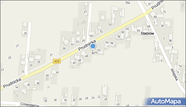 Steblów, Prudnicka, 50, mapa Steblów