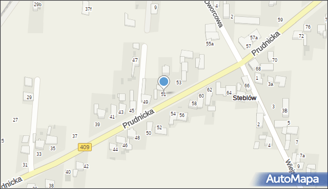 Steblów, Prudnicka, 51, mapa Steblów