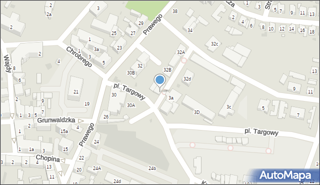 Strzelce Opolskie, Prawego Marka, 30c, mapa Strzelce Opolskie