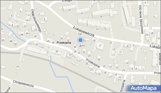 Strzyżów, Przekopna, 26, mapa Strzyżów