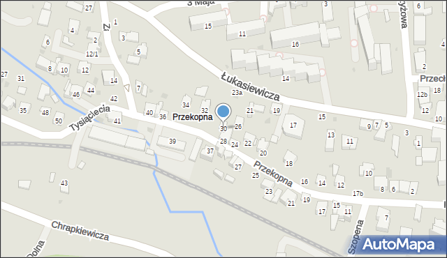 Strzyżów, Przekopna, 30, mapa Strzyżów