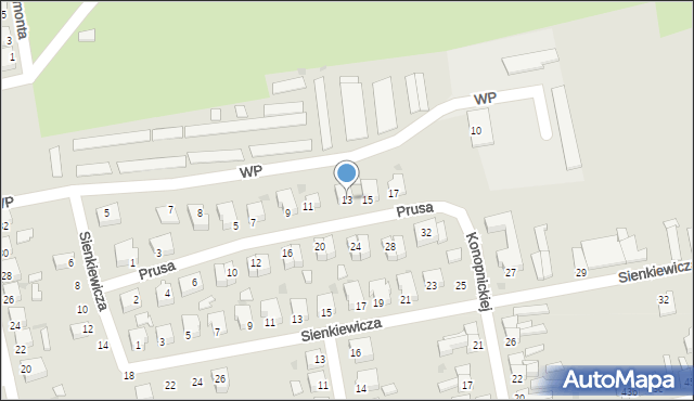 Sulęcin, Prusa Bolesława, 13, mapa Sulęcin