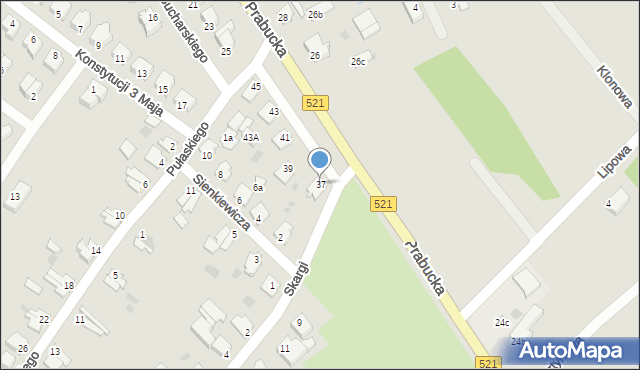 Susz, Prabucka, 37, mapa Susz