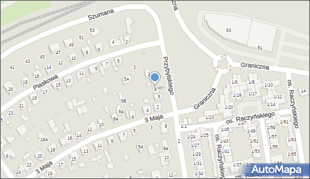Swarzędz, Przybylskiego Jakuba, 4, mapa Swarzędz