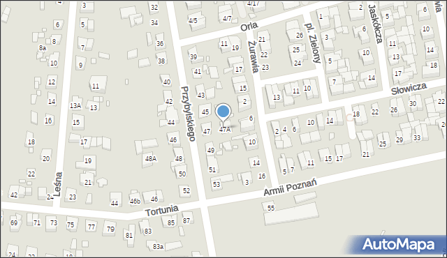 Swarzędz, Przybylskiego Jakuba, 47A, mapa Swarzędz