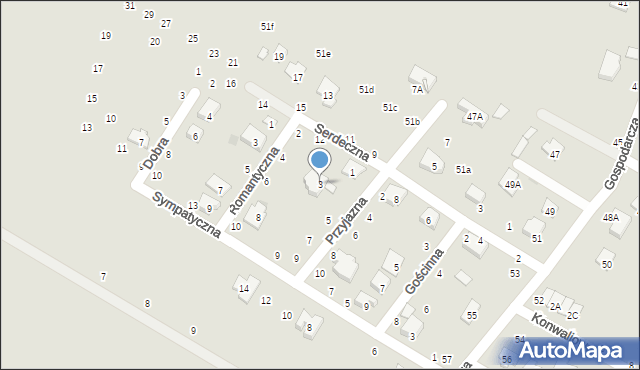Świdnik, Przyjazna, 3, mapa Świdnika