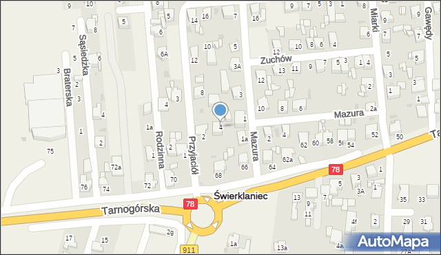 Świerklaniec, Przyjaciół, 4, mapa Świerklaniec
