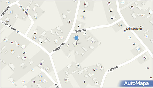 Święte, Przyjazna, 6, mapa Święte