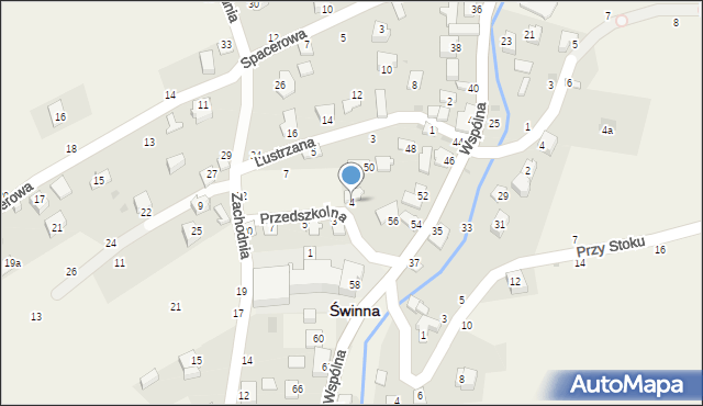 Świnna, Przedszkolna, 4, mapa Świnna