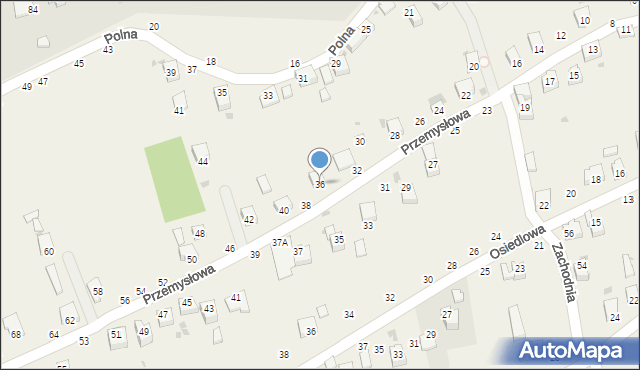 Świnna, Przemysłowa, 36, mapa Świnna