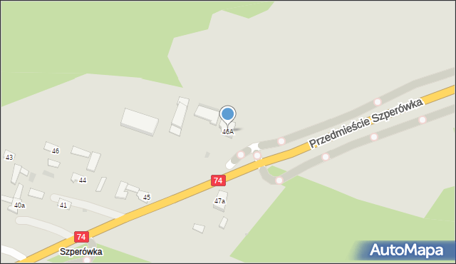 Szczebrzeszyn, Przedmieście Szperówka, 46A, mapa Szczebrzeszyn