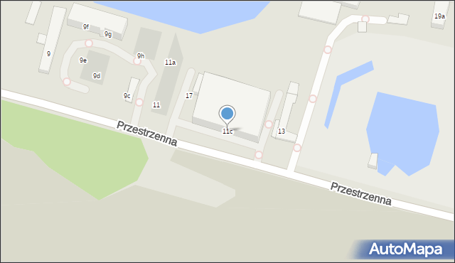 Szczecin, Przestrzenna, 11c, mapa Szczecina