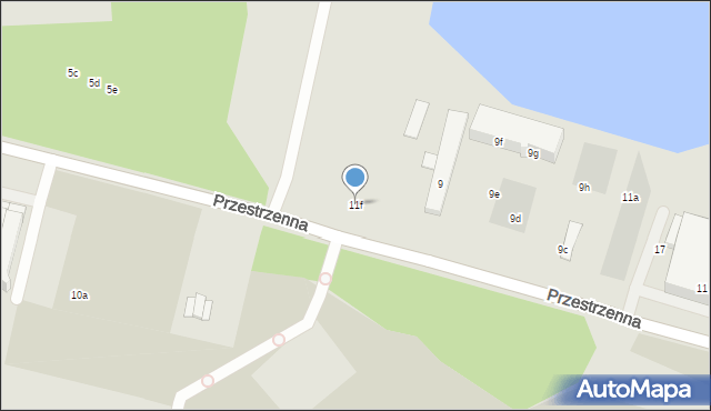 Szczecin, Przestrzenna, 11f, mapa Szczecina