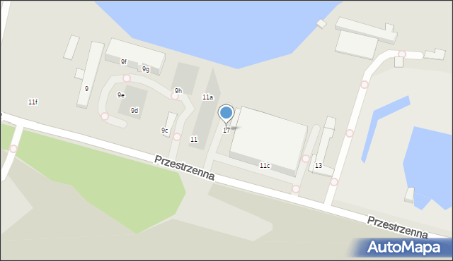 Szczecin, Przestrzenna, 17, mapa Szczecina