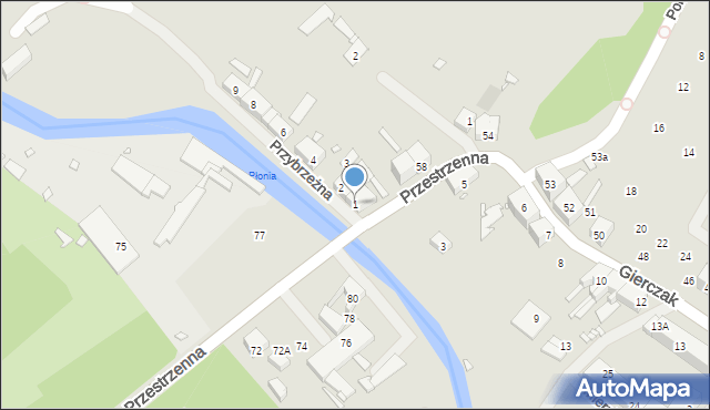 Szczecin, Przybrzeżna, 1, mapa Szczecina