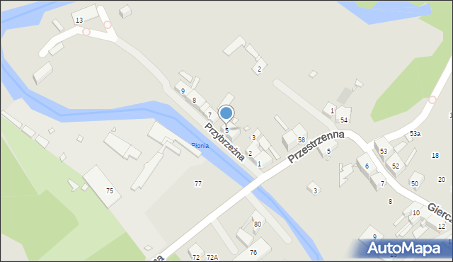 Szczecin, Przybrzeżna, 5, mapa Szczecina