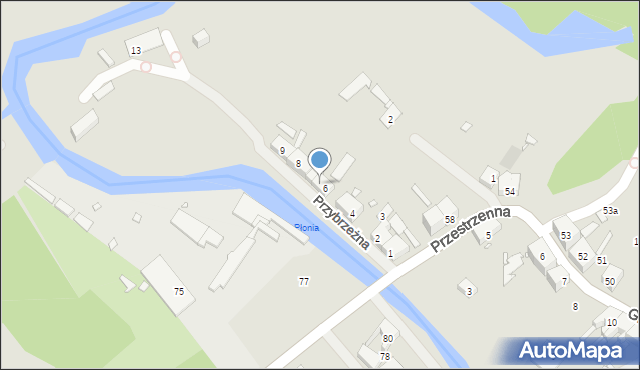 Szczecin, Przybrzeżna, 7, mapa Szczecina