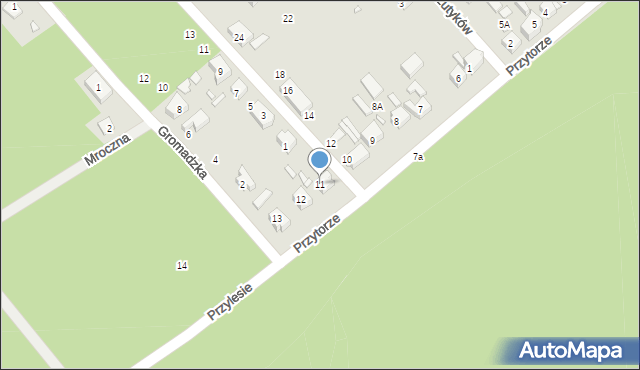 Szczecin, Przylesie, 11, mapa Szczecina