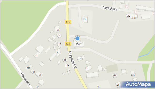 Szczecin, Przyszłości, 13A, mapa Szczecina