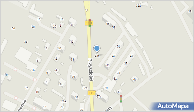 Szczecin, Przyszłości, 43a, mapa Szczecina