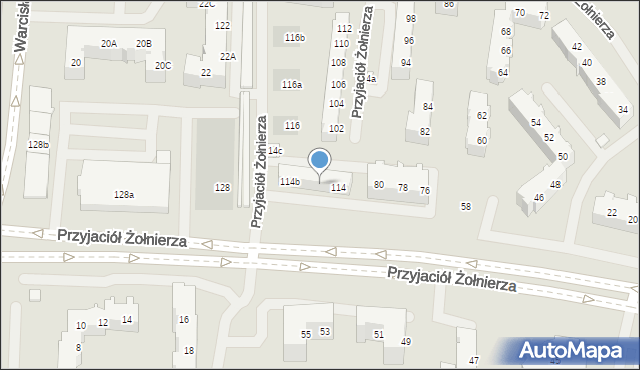Szczecin, Przyjaciół Żołnierza, 114a, mapa Szczecina