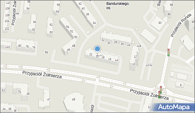 Szczecin, Przyjaciół Żołnierza, 20, mapa Szczecina