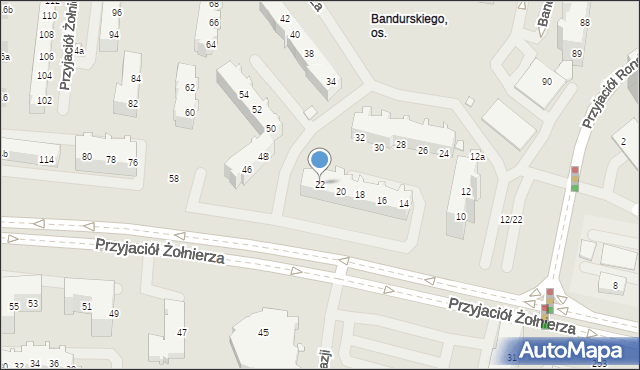 Szczecin, Przyjaciół Żołnierza, 22, mapa Szczecina