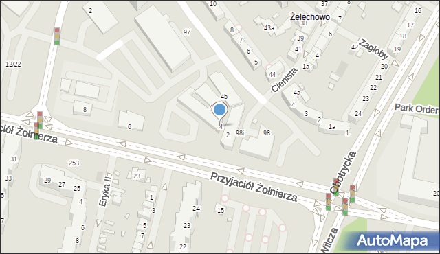 Szczecin, Przyjaciół Żołnierza, 4, mapa Szczecina