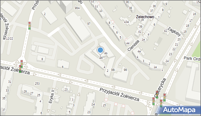 Szczecin, Przyjaciół Żołnierza, 4A, mapa Szczecina