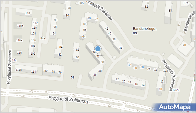 Szczecin, Przyjaciół Żołnierza, 52, mapa Szczecina