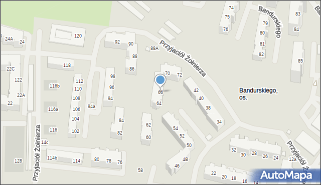 Szczecin, Przyjaciół Żołnierza, 66, mapa Szczecina