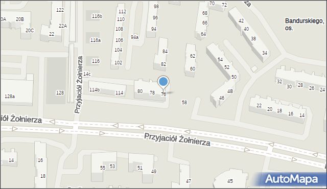 Szczecin, Przyjaciół Żołnierza, 76, mapa Szczecina