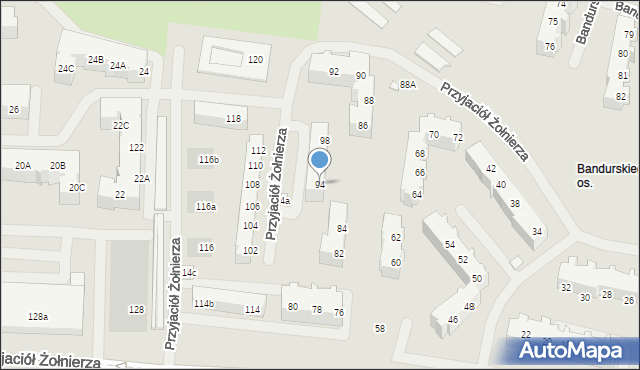 Szczecin, Przyjaciół Żołnierza, 94, mapa Szczecina