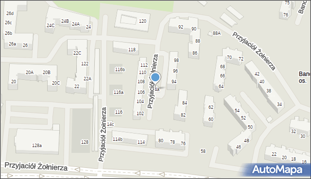 Szczecin, Przyjaciół Żołnierza, 94a, mapa Szczecina