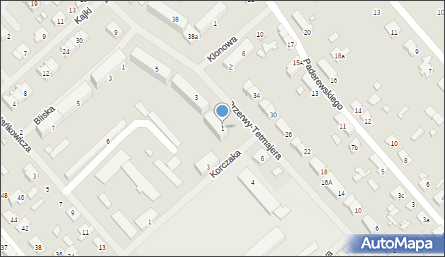 Szczytno, Przerwy-Tetmajera Kazimierza, 1, mapa Szczytno