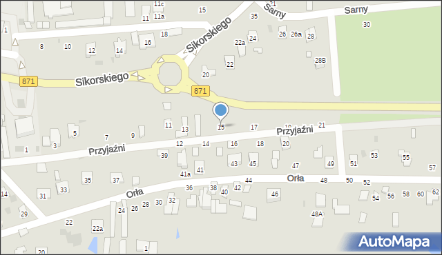 Tarnobrzeg, Przyjaźni, 15, mapa Tarnobrzegu