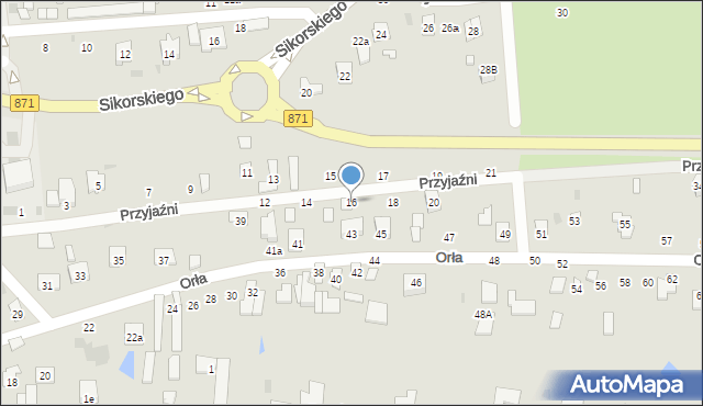 Tarnobrzeg, Przyjaźni, 16, mapa Tarnobrzegu