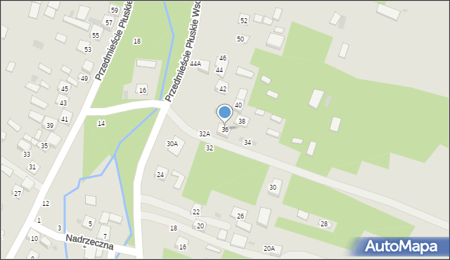 Tarnogród, Przedmieście Płuskie Wschód, 36, mapa Tarnogród